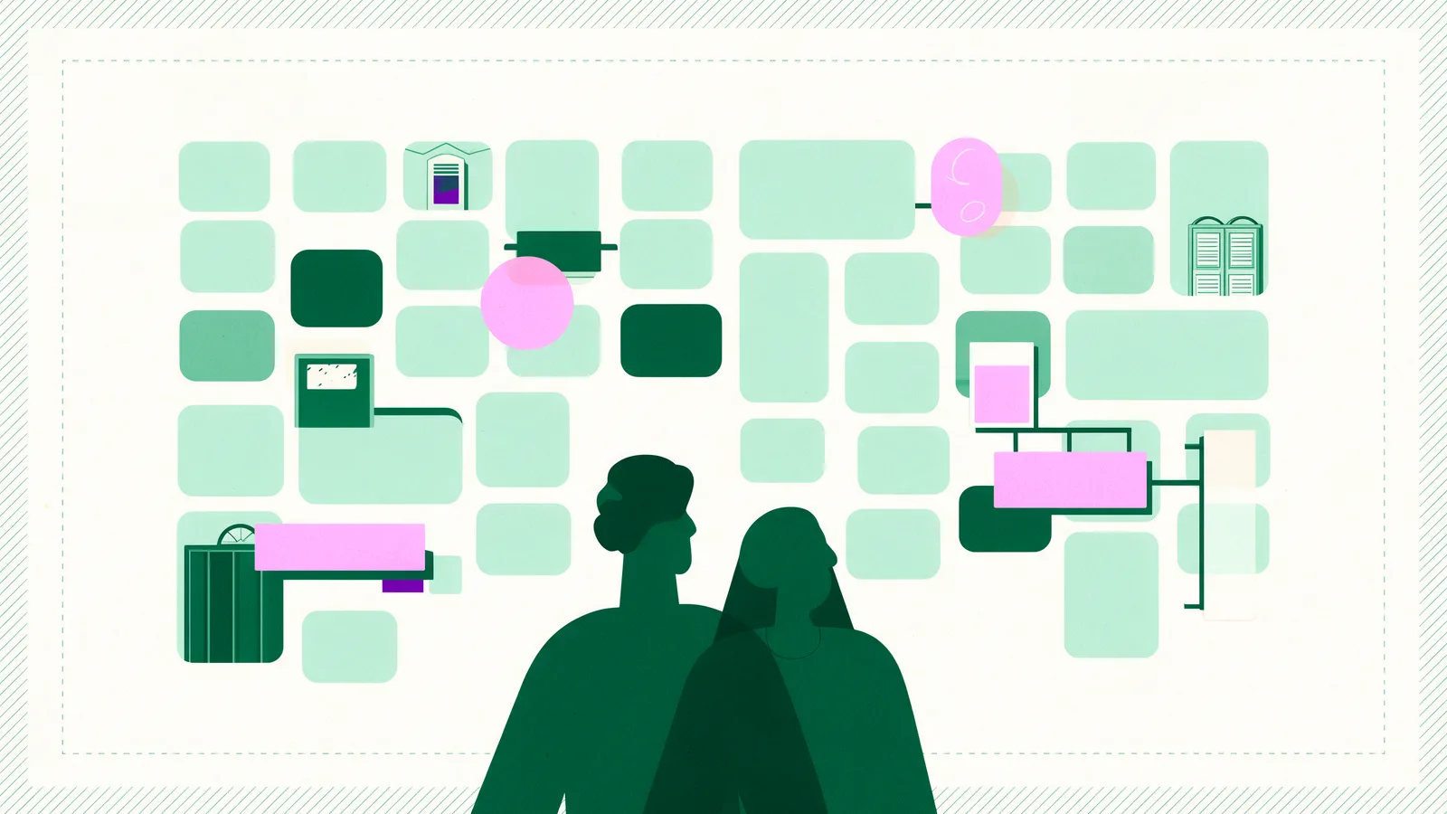 A backdrop layout showing safe area, edge margin and a staggered logo grid