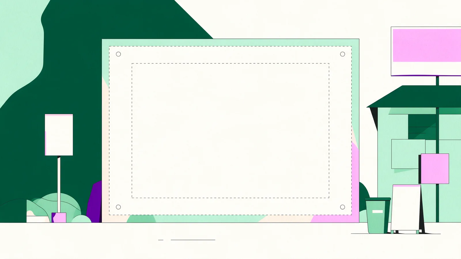 An artboard showing the bleed margin outside the trim line and a safe area inside it