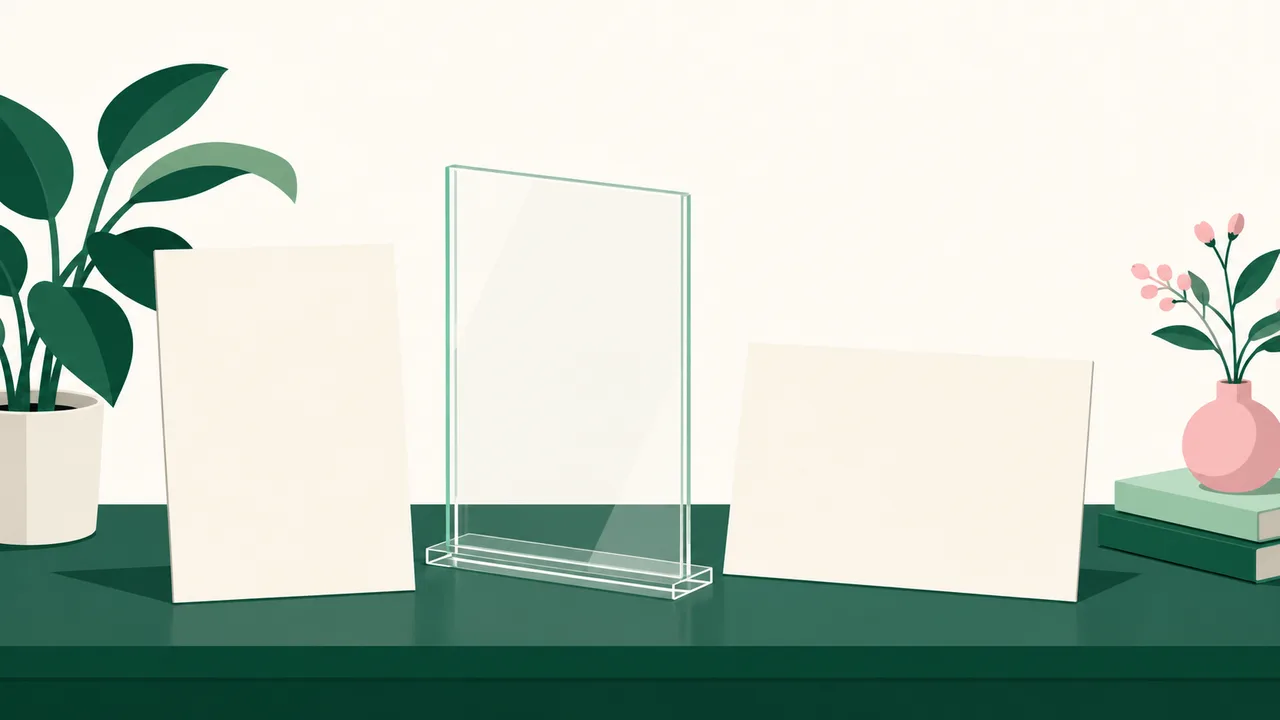 Portrait and landscape blank inserts beside an empty frame for checking their orientation and fit.