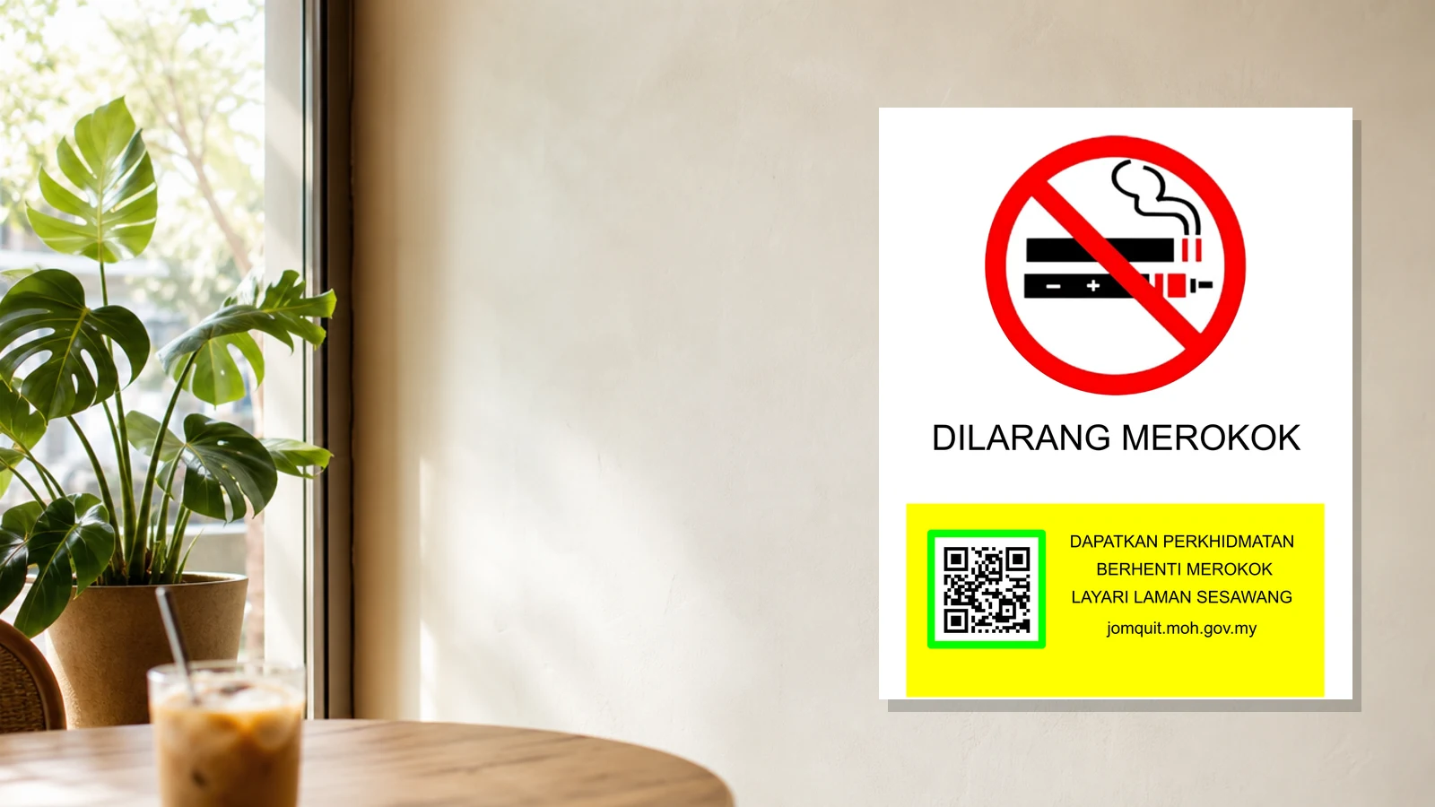 The Official KKM "Dilarang Merokok" Sign: Free Artwork, the Sizes the Law Sets, and What It Costs Printed