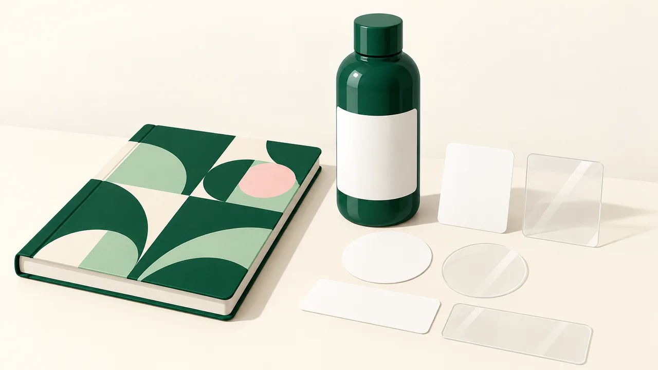 Opaque white and transparent label samples showing how much of the surface beneath remains visible.