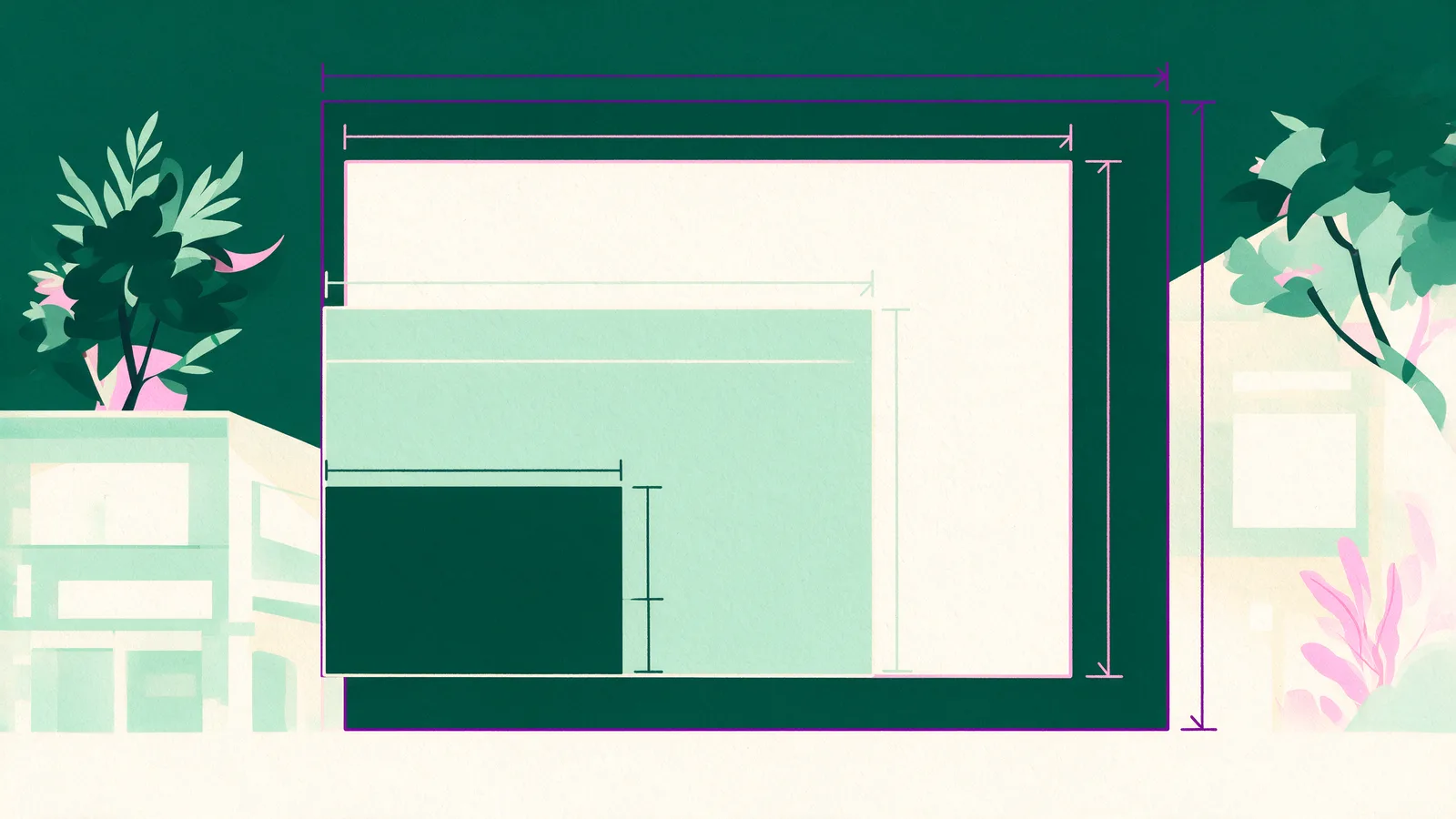 Nested rectangles showing common signboard sizes with dimension arrows