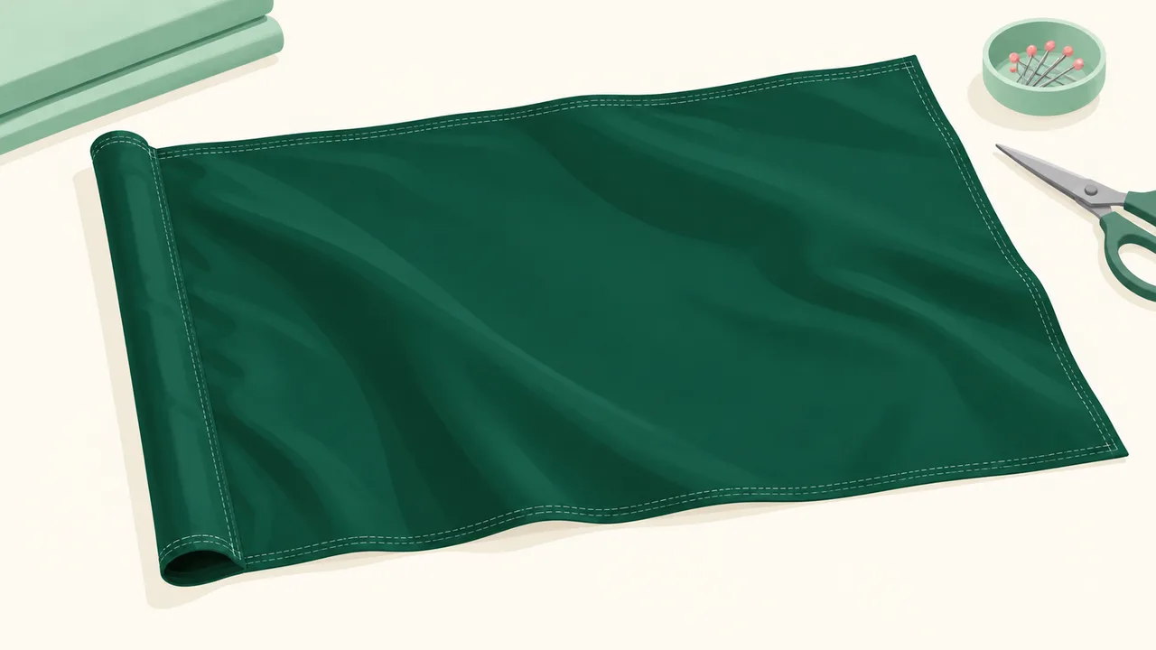 The sewn pole sleeve and outer hem of a blank fabric flag.