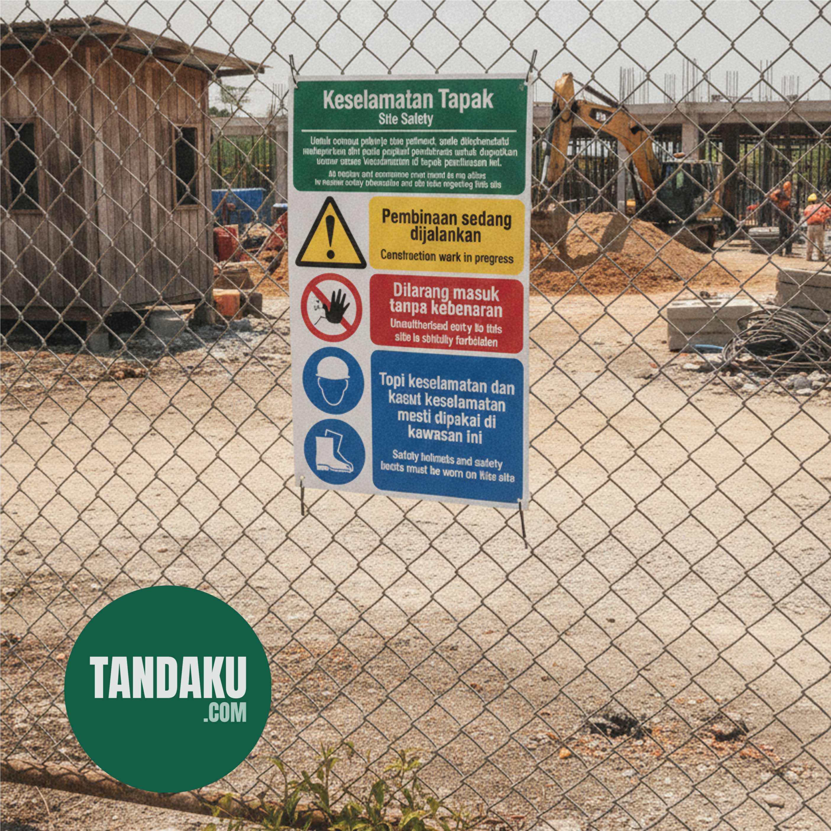 Construction Site Safety Sign (Multi-Hazard) installed