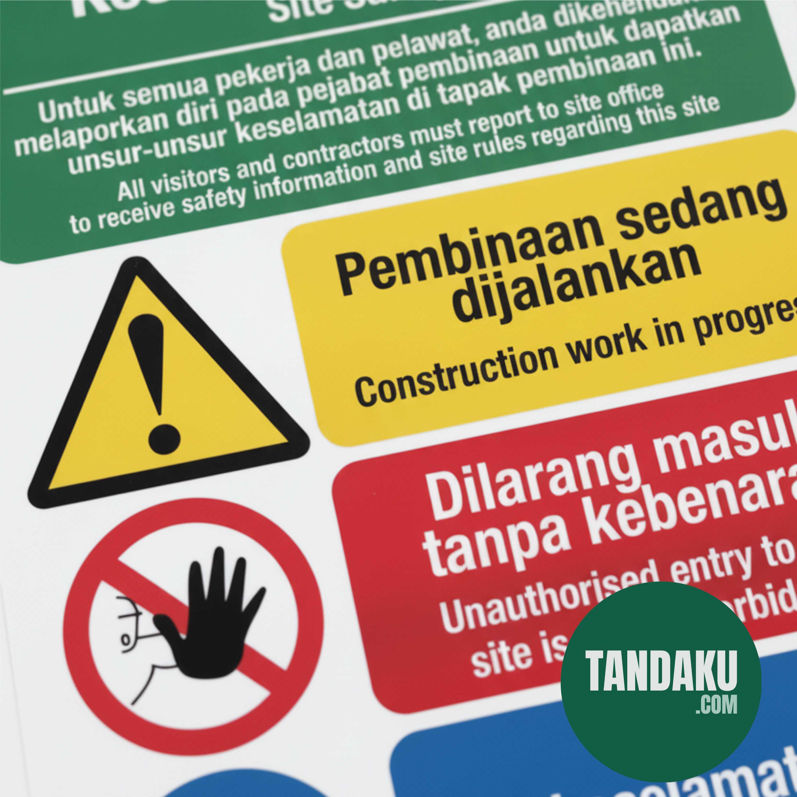 Construction Site Safety Sign (Multi-Hazard) installed