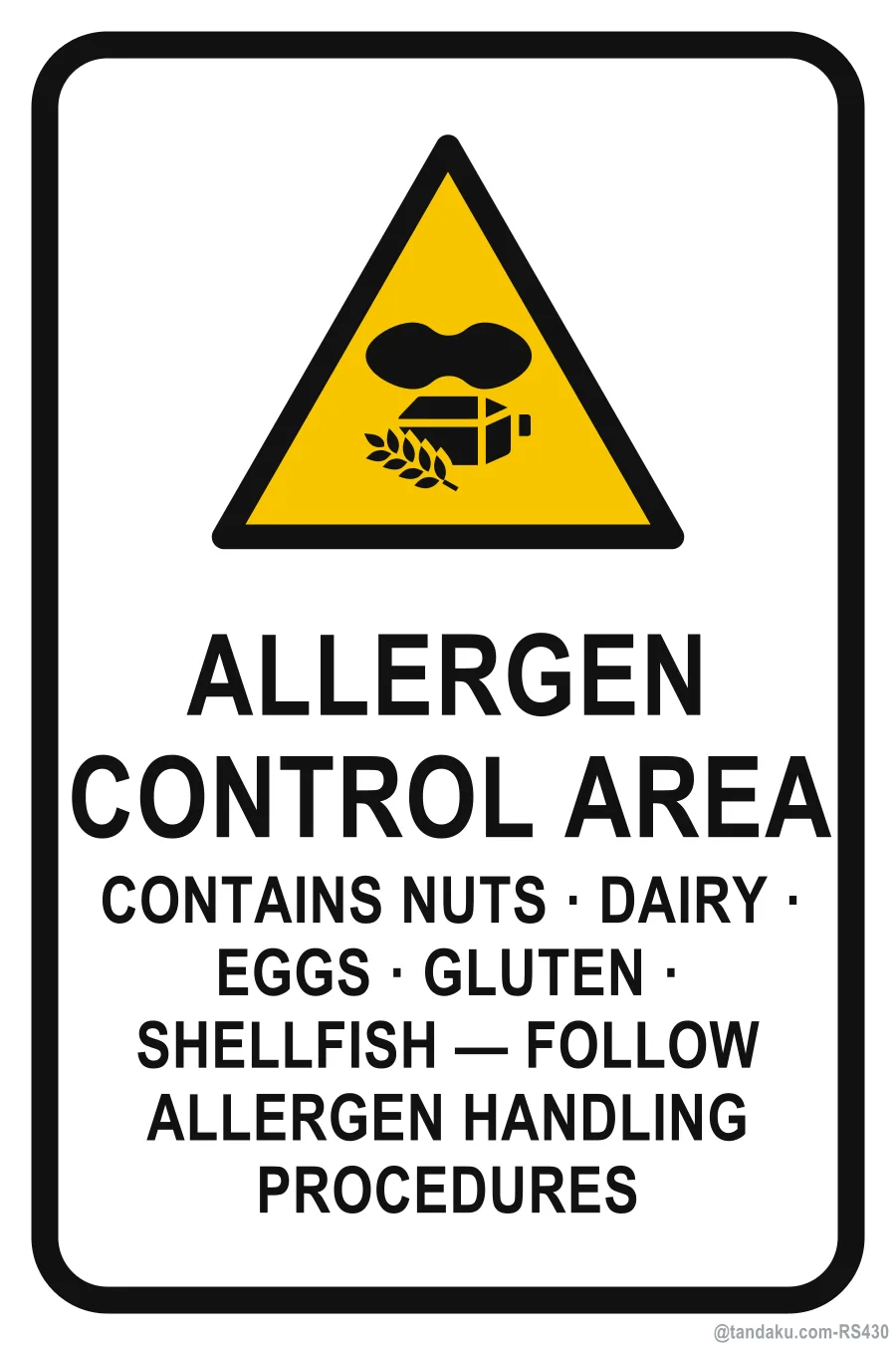ALLERGEN CONTROL AREA — English
