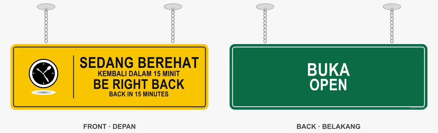 Sedang Berehat / Buka Hanging Flip Sign (Be Right Back)