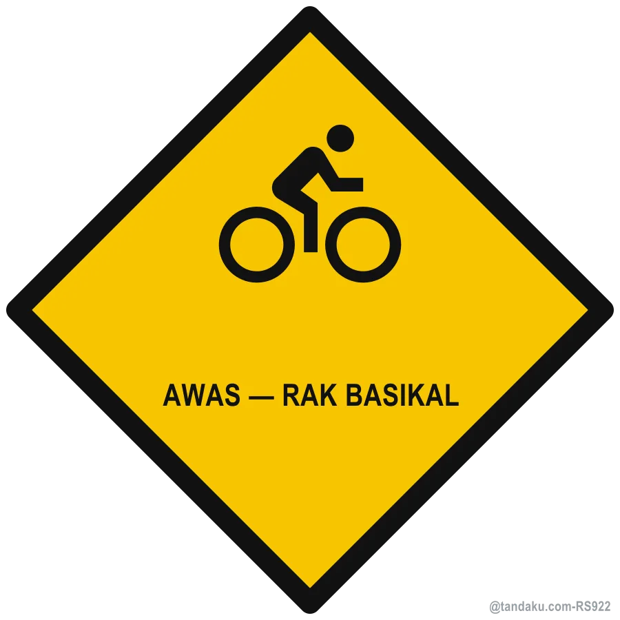 Bicycle Rack Caution Sticker — Bahasa Malaysia