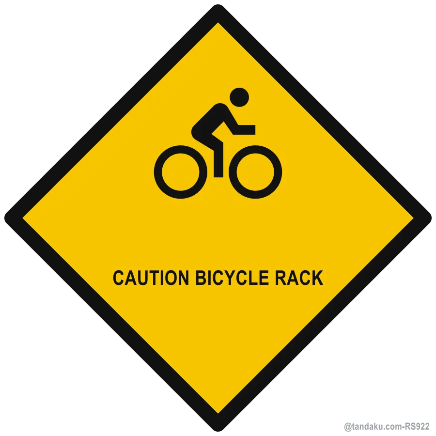CAUTION BICYCLE RACK — English