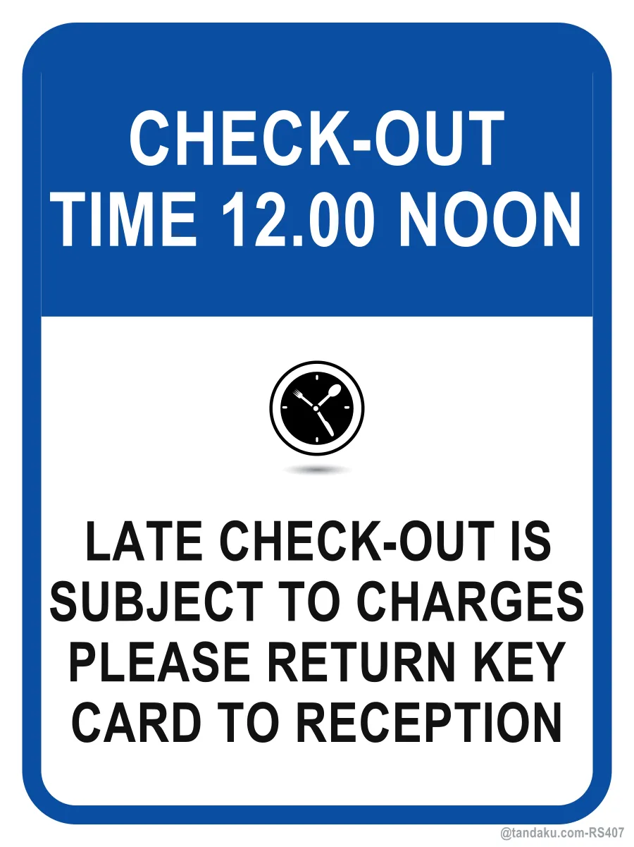 CHECK-OUT TIME 12.00 NOON — English
