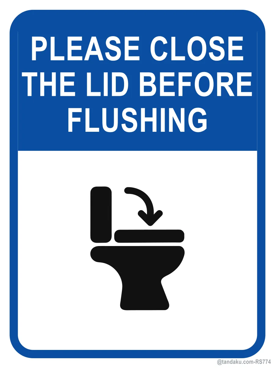 PLEASE CLOSE THE LID BEFORE FLUSHING — English