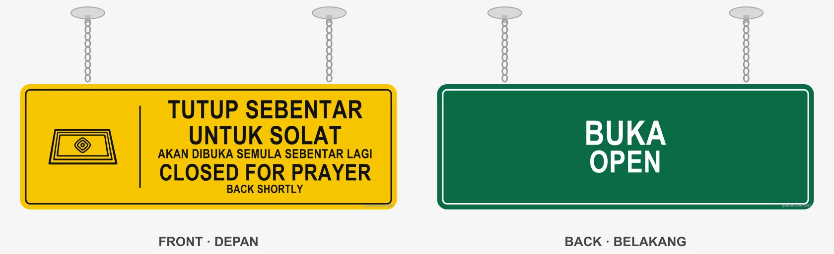 Tutup Solat Jumaat / Buka Hanging Flip Sign
