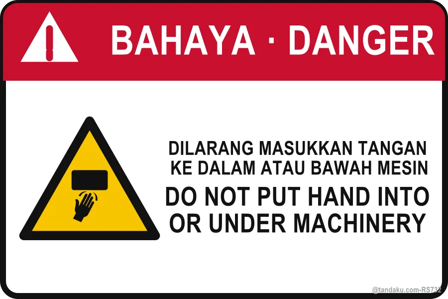 Danger Hand In Machinery Label