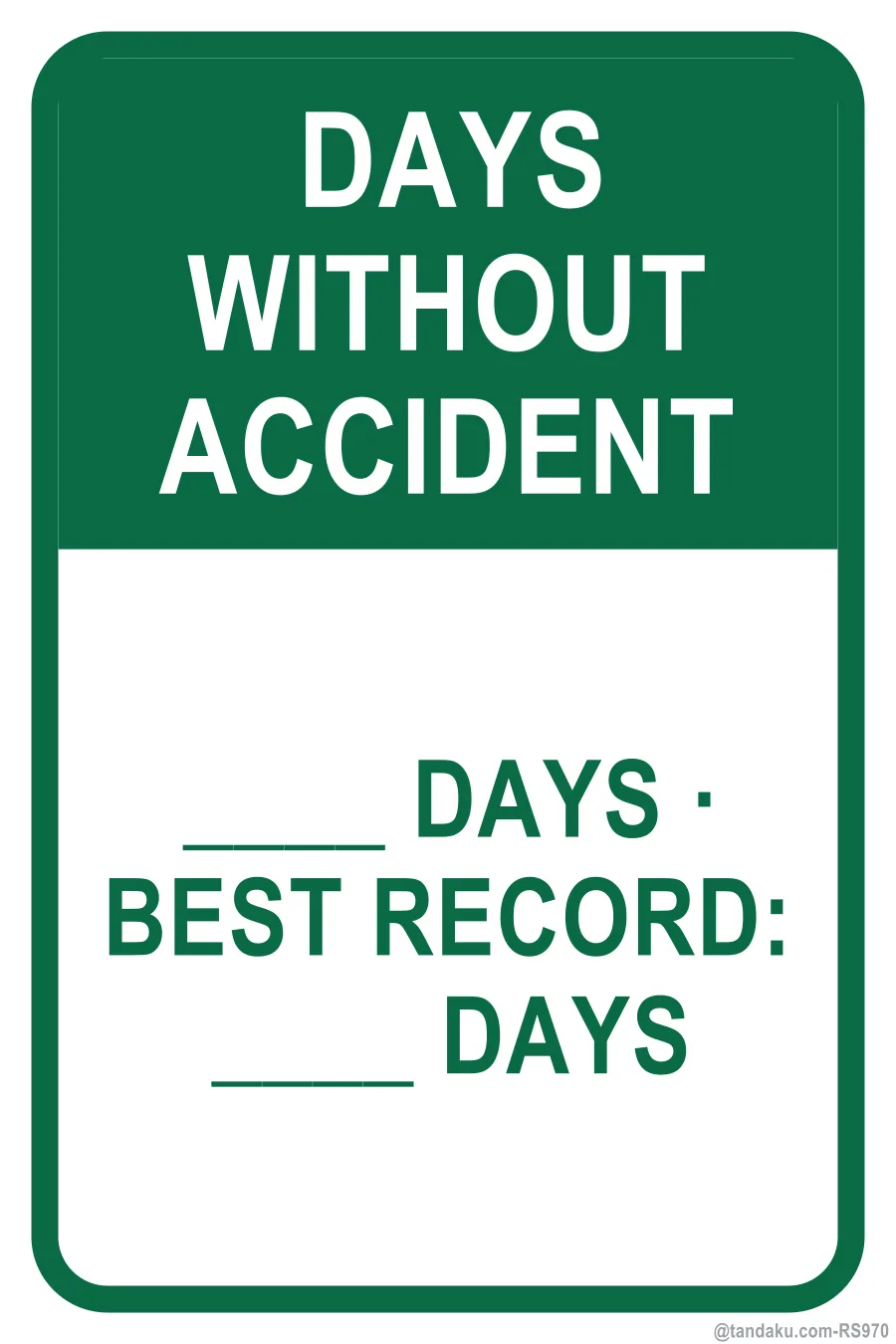 DAYS WITHOUT ACCIDENT — English