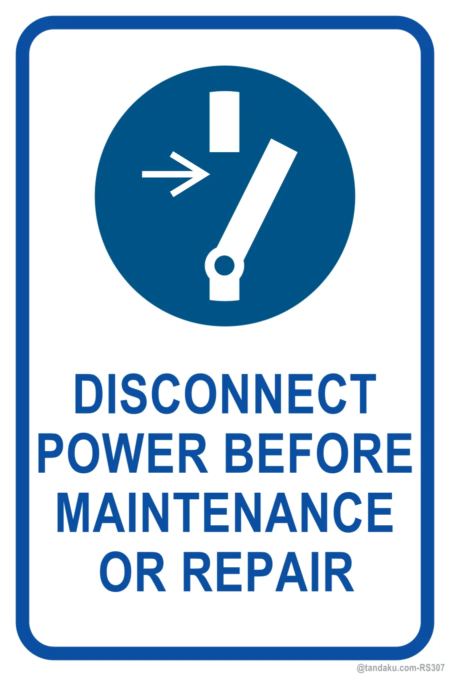 DISCONNECT POWER BEFORE MAINTENANCE OR REPAIR — English