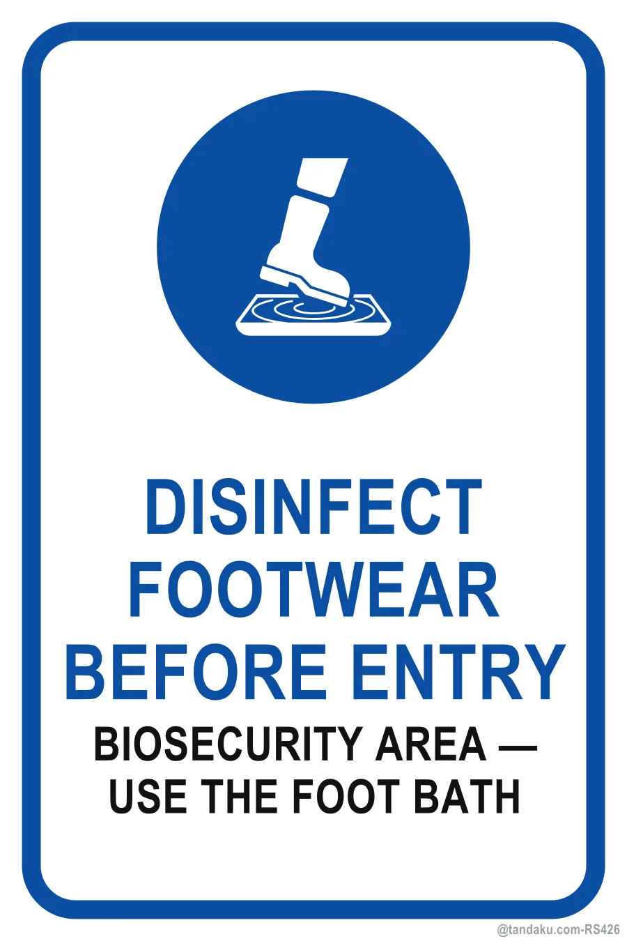 DISINFECT FOOTWEAR BEFORE ENTRY — English