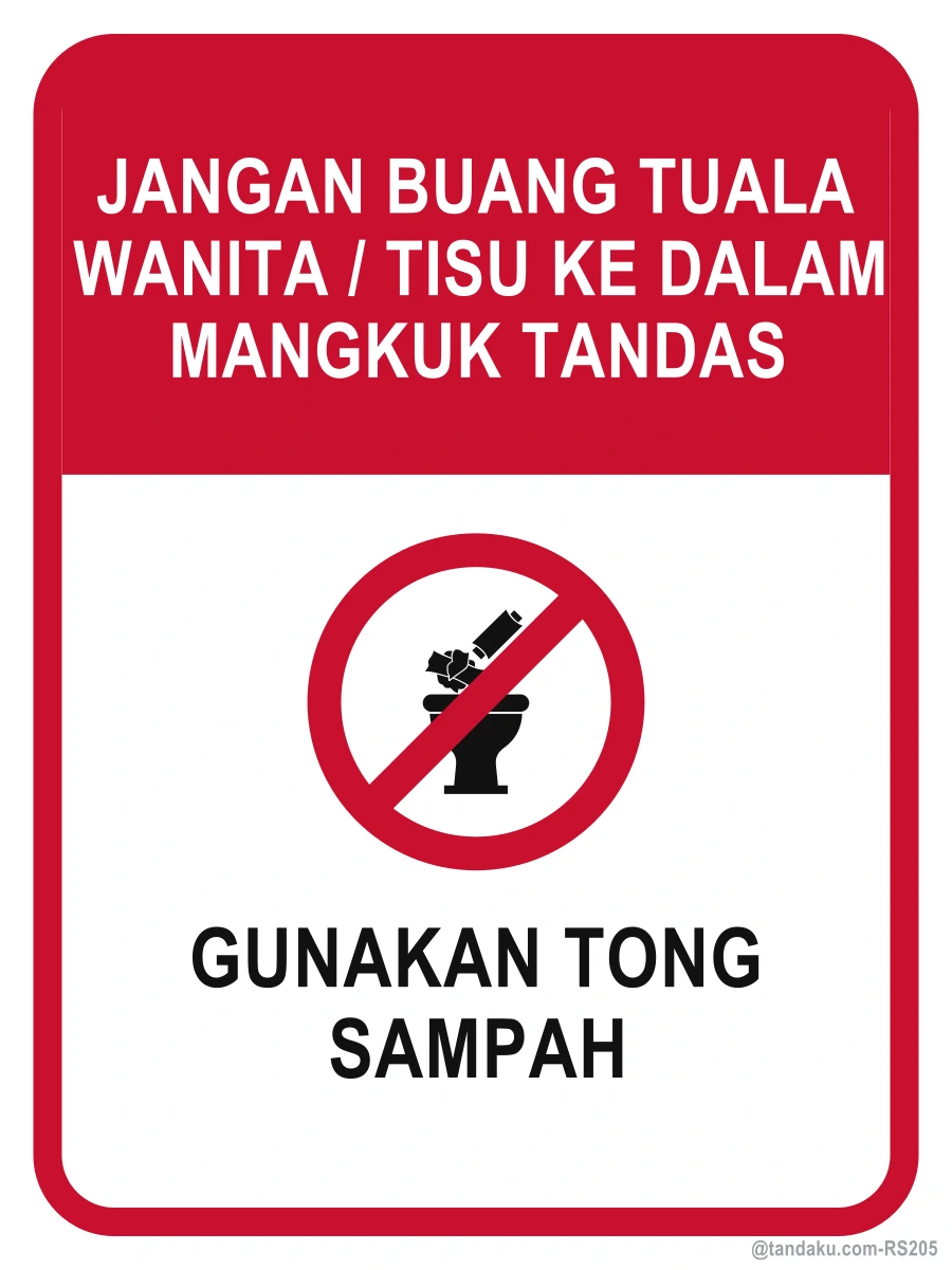 Do Not Flush Sanitary Items — Bahasa Malaysia