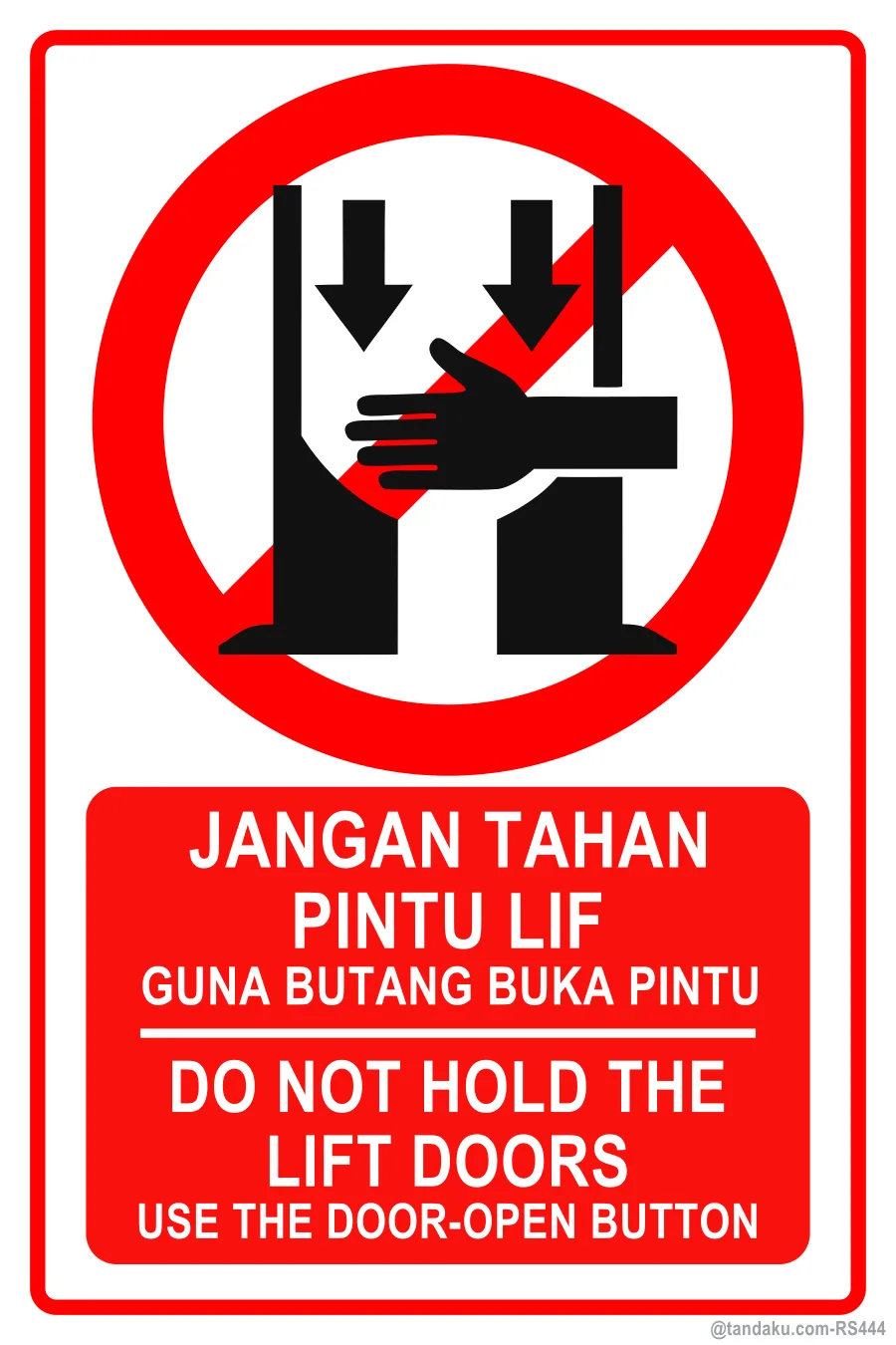 DO NOT HOLD THE LIFT DOORS — BM + EN