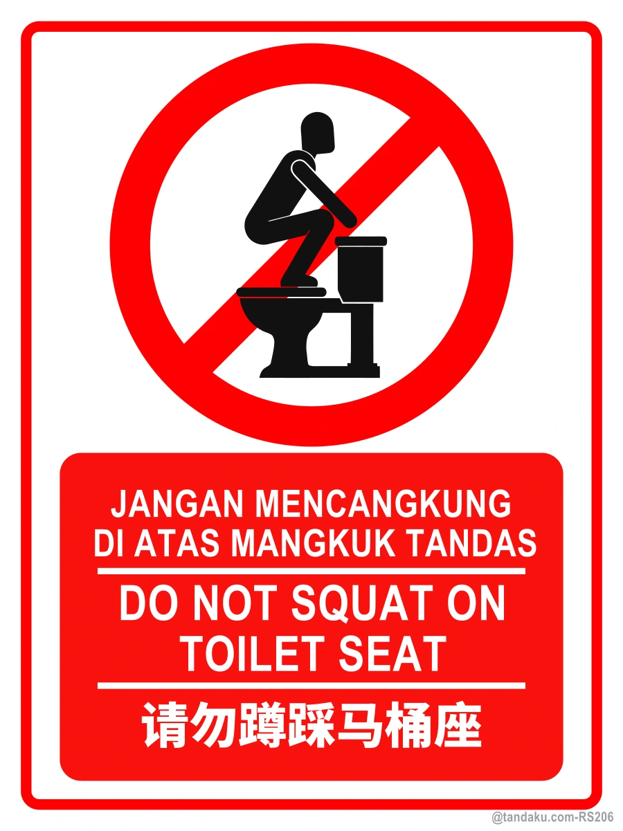 Do Not Squat On Toilet Seat — BM + EN + 中文