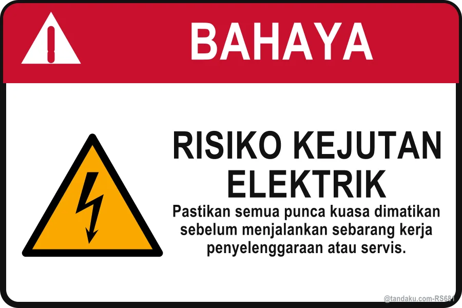 RISK OF ELECTRIC SHOCK — Bahasa Malaysia