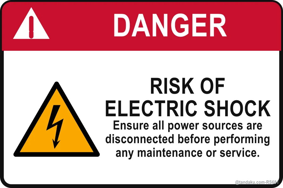 RISK OF ELECTRIC SHOCK — English
