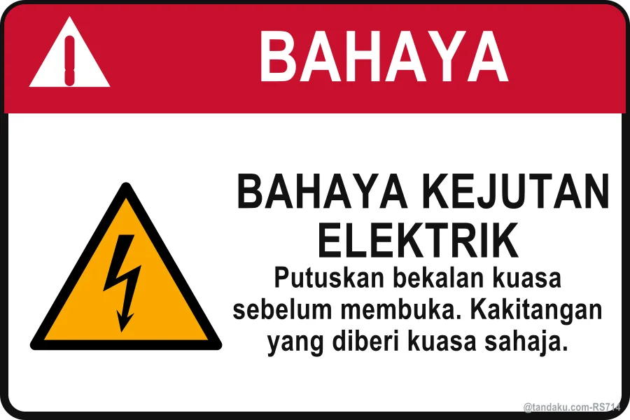 ELECTRICAL SHOCK HAZARD — Bahasa Malaysia