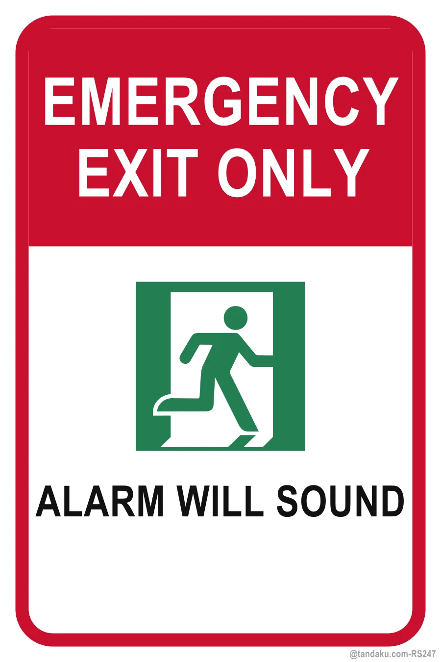 EMERGENCY EXIT ONLY — English