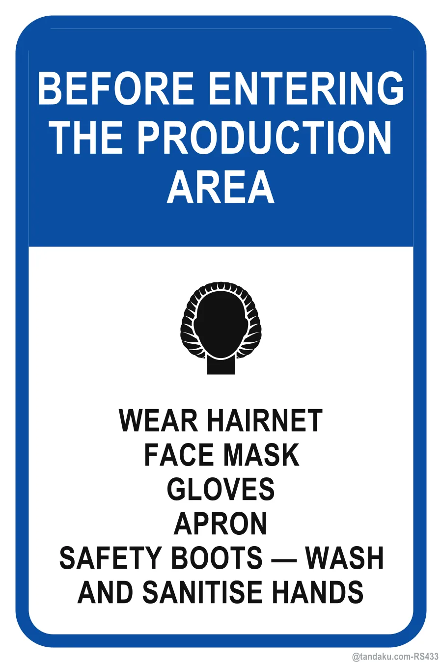 BEFORE ENTERING THE PRODUCTION AREA — English