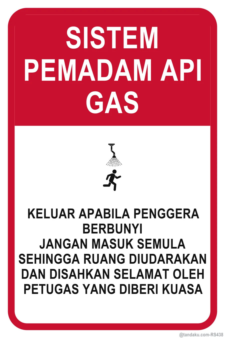 Gas Fire Suppression Warning — Bahasa Malaysia