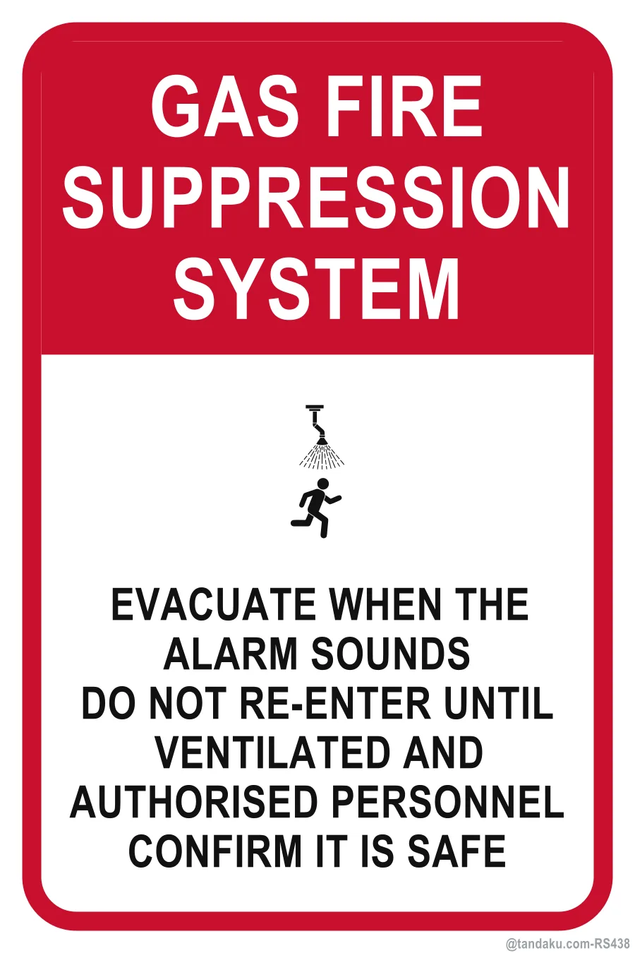 Gas Fire Suppression Warning — English