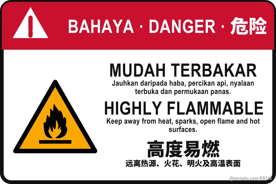 HIGHLY FLAMMABLE — BM + EN + 中文