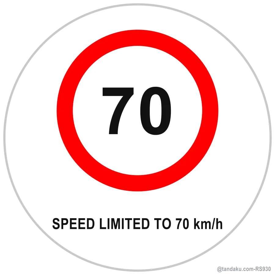 SPEED LIMITED TO 70 km/h — English