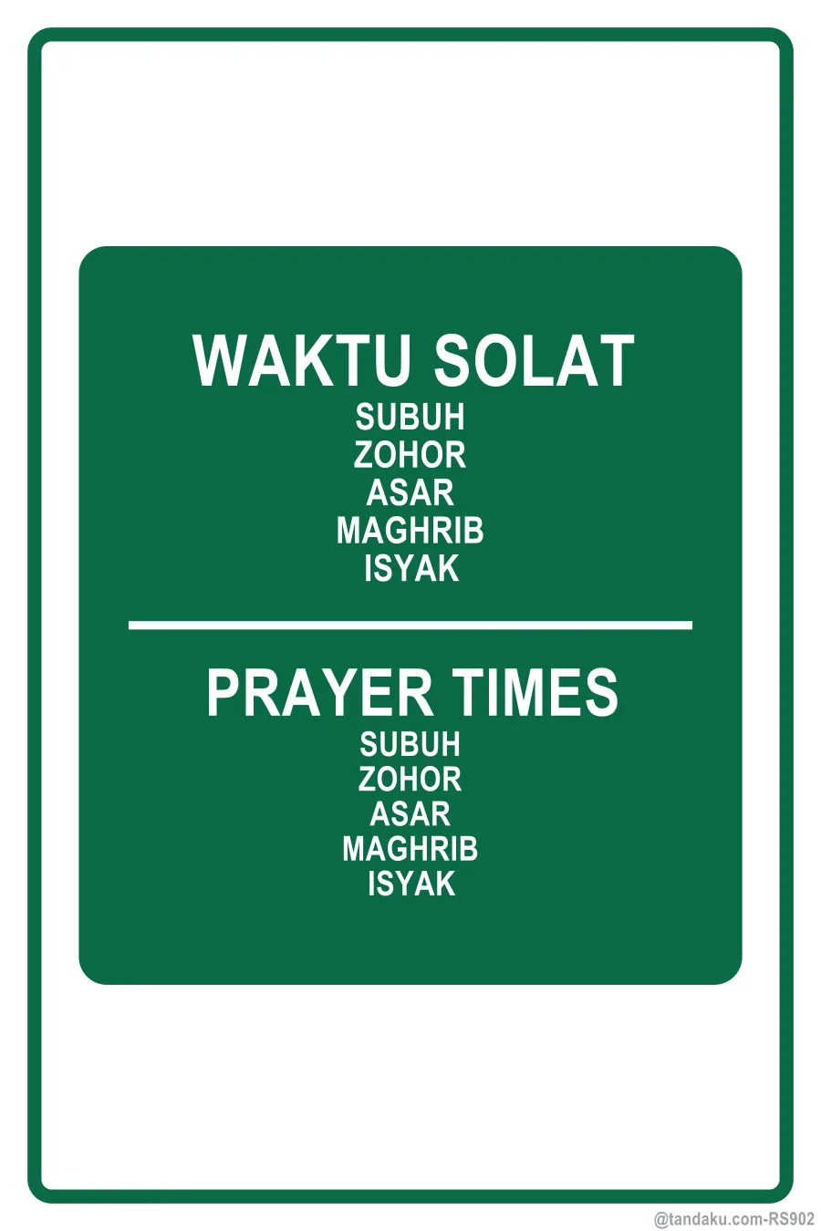 Masjid Prayer Times Board