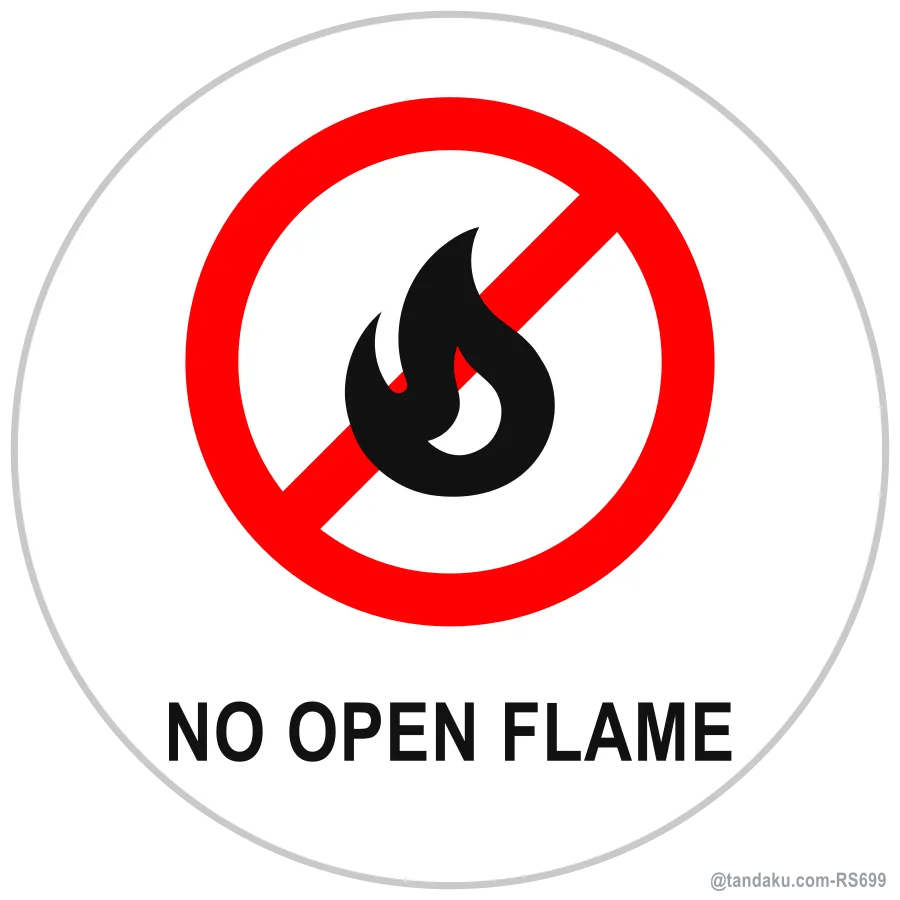NO OPEN FLAME — English