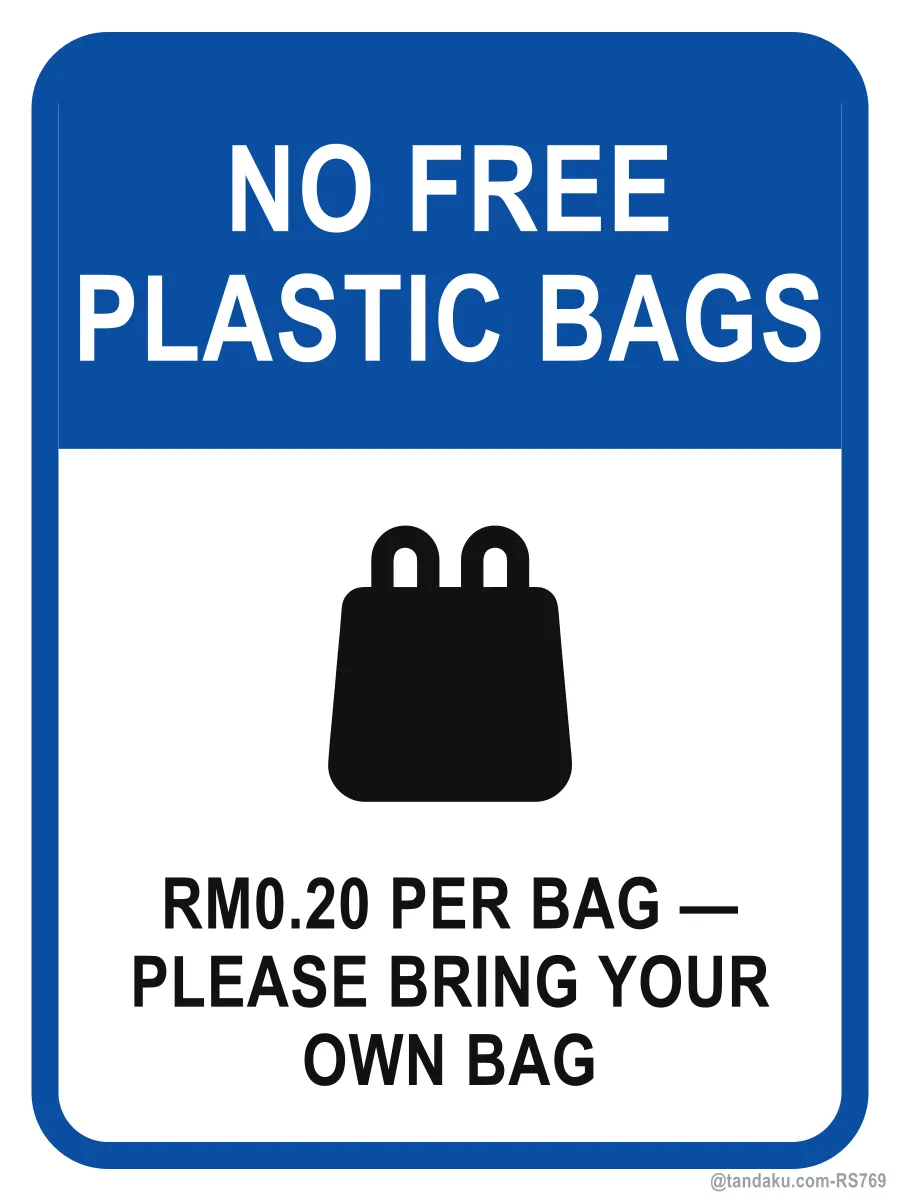 NO FREE PLASTIC BAGS — English