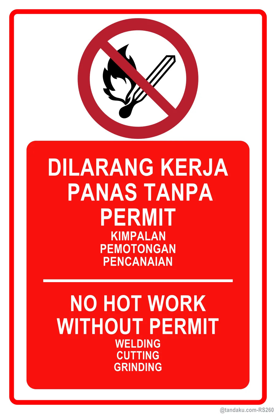 NO HOT WORK WITHOUT PERMIT — BM + EN