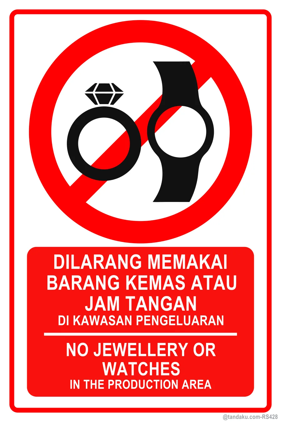 No Jewellery Production Area
