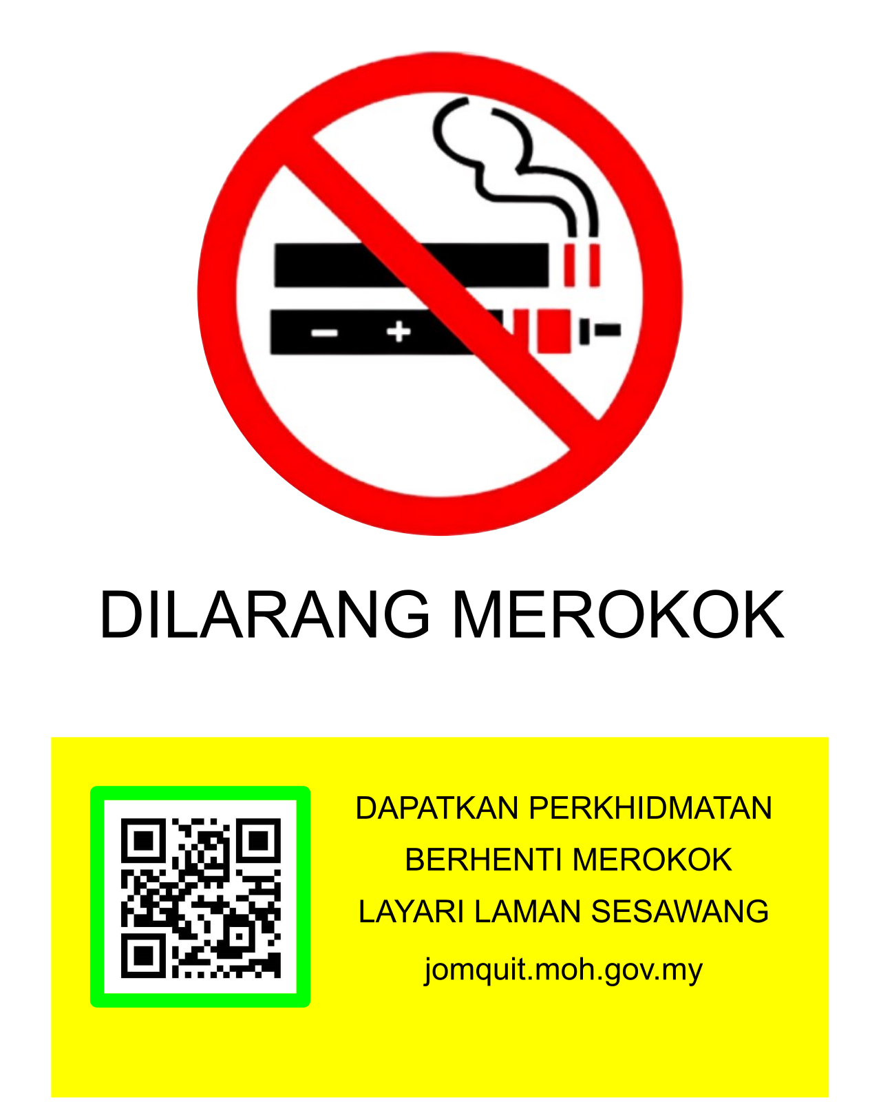 KKM No Smoking Sign — Dilarang Merokok