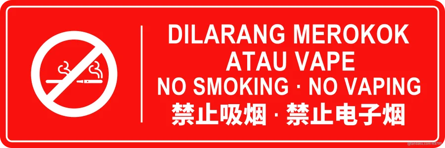 NO SMOKING · NO VAPING — BM + EN + 中文