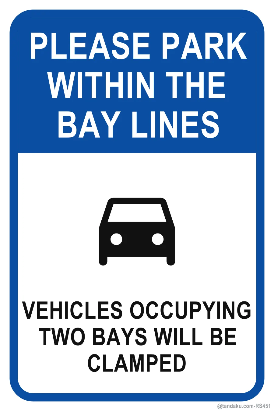 PLEASE PARK WITHIN THE BAY LINES — English