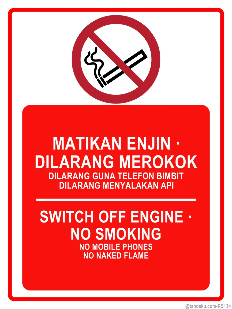 SWITCH OFF ENGINE · NO SMOKING — BM + EN