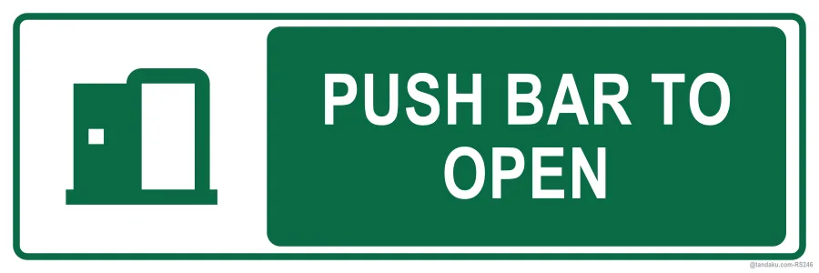 PUSH BAR TO OPEN — English