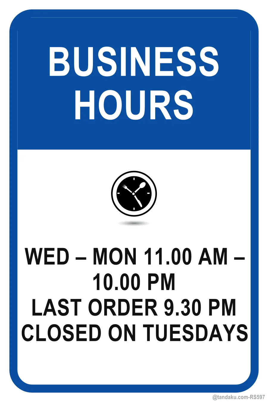 Restaurant Opening Hours — English
