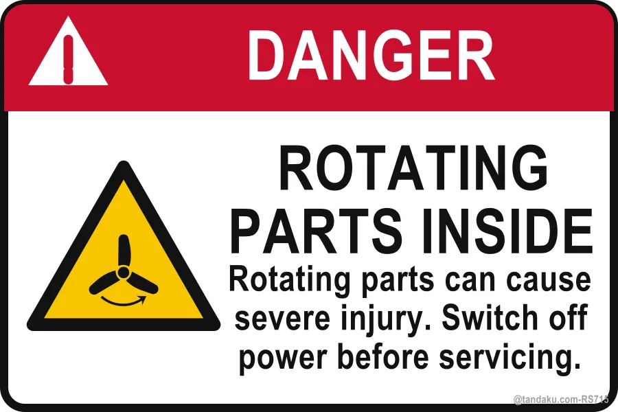 ROTATING PARTS INSIDE — English