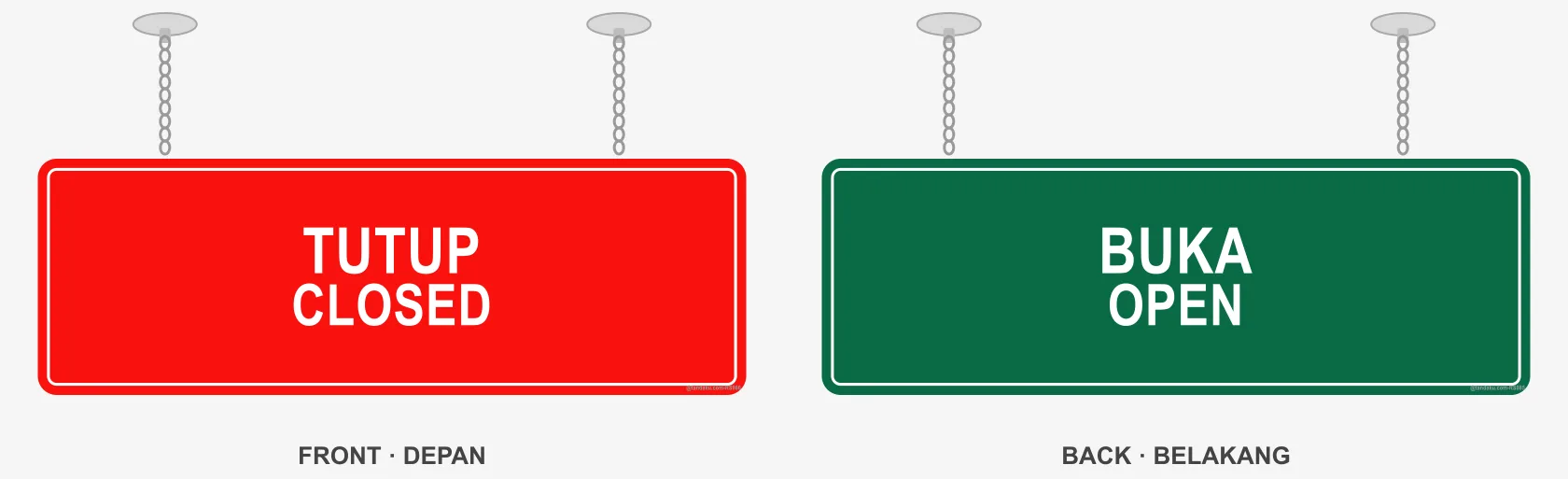 TUTUP / BUKA Hanging Flip Sign (Closed / Open)