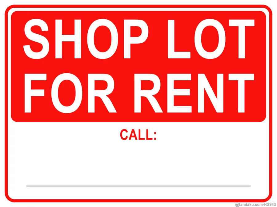 SHOP LOT FOR RENT — English