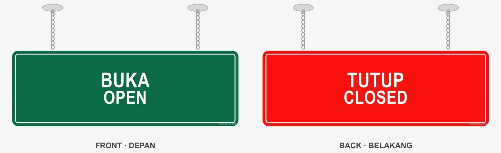 BUKA / TUTUP Hanging Flip Sign (Open / Closed)