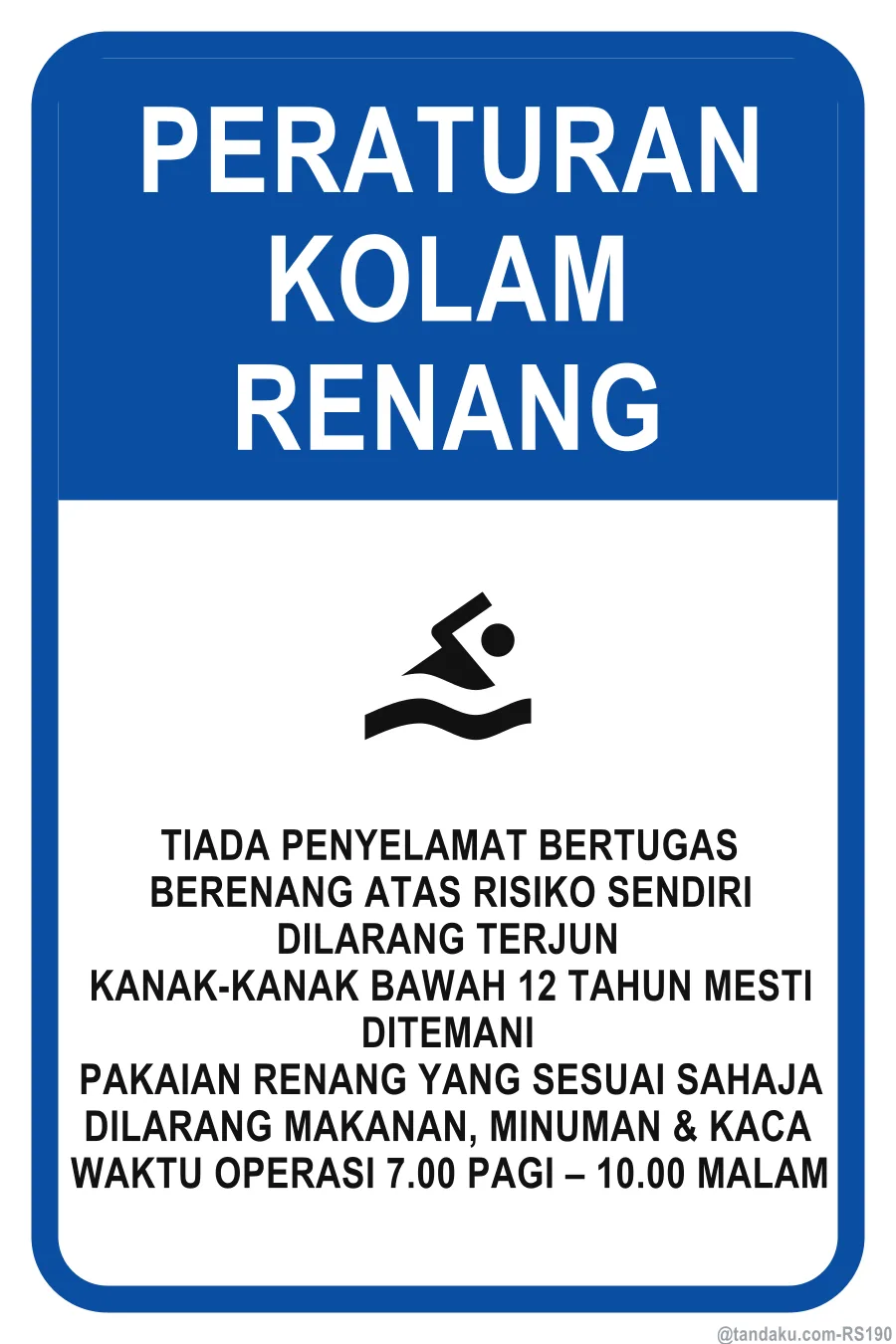 SWIMMING POOL RULES — Bahasa Malaysia