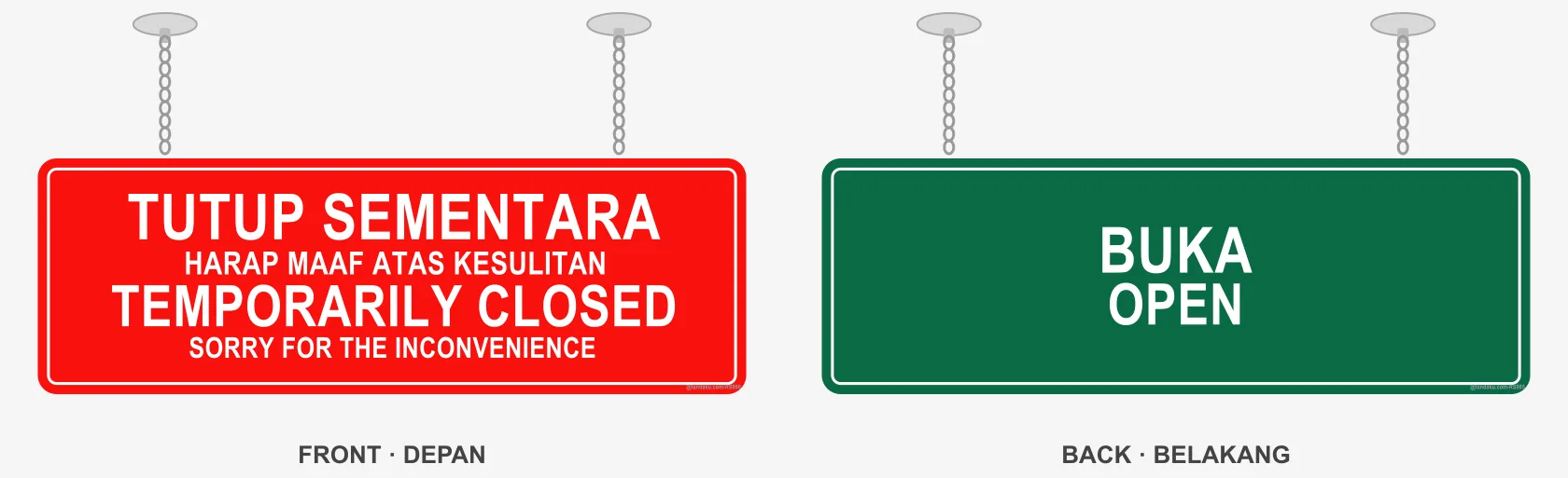 Tutup Sementara / Buka Hanging Flip Sign