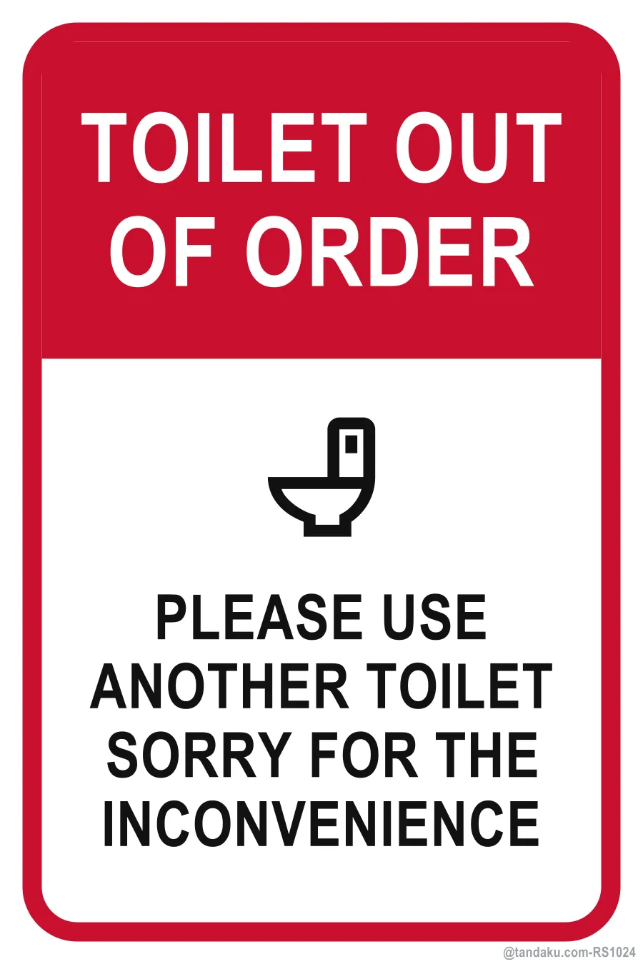 TOILET OUT OF ORDER — English